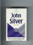 John Silver Lights white and blue and grey cigarettes hard box