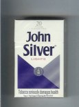 John Silver Lights white and blue and grey cigarettes hard box John Silver Lights white and blue and grey cigarettes hard box