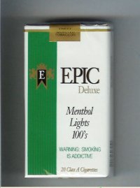 Epic Deluxe Menthol Lights 100s white cigarettes soft box