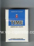Time American Lights American Flavor cigarettes white and blue hard box Time American Lights American Flavor cigarettes white and blue hard box