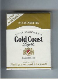 Gold Coast Lower Nicotine and Tar Lights Export Blend 25s cigarettes hard box