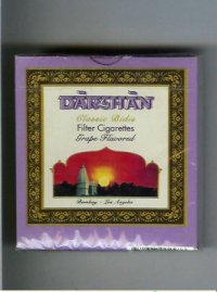 Darshan Classic Bidis Grape Flavored cigarettes wide flat hard box