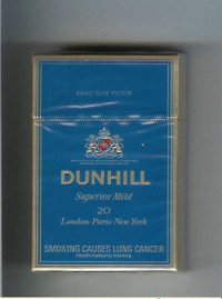Dunhill Superior Mild 20 blue cigarettes hard box