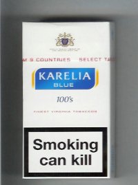 Karelia Blue Finest Virginia Tobaccos 100s cigarettes hard box