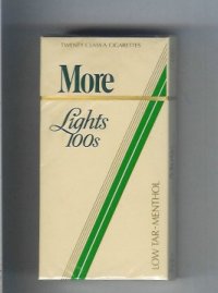 More Lights Menthol yellow and green 100s cigarettes hard box