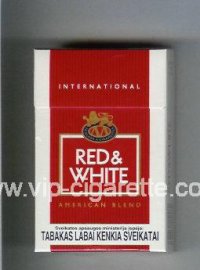 Red and White International American Blend cigarettes hard box