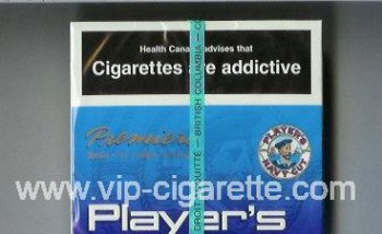 Player\'s Navy Cut Premiere Smooth blue cigarettes wide flat hard box