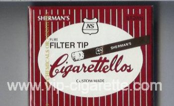 Sherman\'s Cigarettellos Filter Tip Brown Cigarettes wide flat hard box