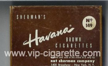 Sherman\'s Havana Brown Cigarettes No 149 wide flat hard box