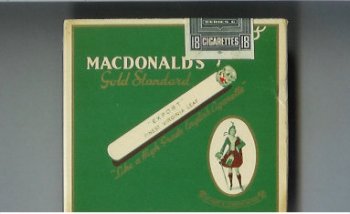Macdonald\'s Gold Standard Export Finest Virginia Leaf green cigarettes wide flat hard box