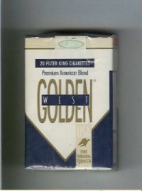 Golden West Premium American Blend USA white and blue cigarettes soft box