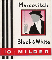 Marcovitch Black and White 10 Milder cigarettes hard box