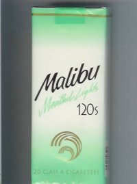 Malibu Menthol Lights 120s cigarettes soft box  Malibu Menthol Lights 120s cigarettes soft box