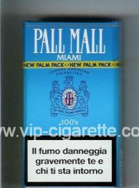 Pall Mall Famous American Cigarettes Miami 100s cigarettes hard box