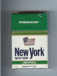 New York Premium Blend Menthol cigarettes hard box  New York Premium Blend Menthol cigarettes hard box