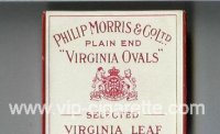 Virginia Ovals Plain End Selected Virginia Leaf cigarettes wide flat hard box  Virginia Ovals Plain End Selected Virginia Leaf cigarettes wide flat hard box