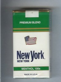 New York Premium Blend Menthol 100s cigarettes soft box  New York Premium Blend Menthol 100s cigarettes soft box