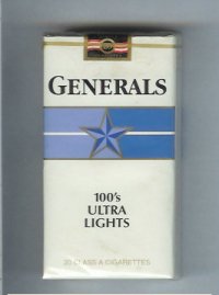Generals 100s Ultra Lights cigarettes soft box