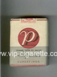 P Populares Superfinos white and grey and red cigarettes wide flat hard box