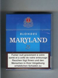 Maryland Blondes 25s Bleues blue cigarettes hard box  Maryland Blondes 25s Bleues blue cigarettes hard box