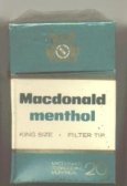 Macdonald Menthol cigarettes hard box