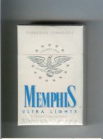 Memphis Ultra Lights Tennessee Tobaccos cigarettes hard box
