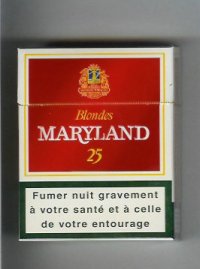 Maryland Blondes 25s Rouges red and white cigarettes hard box  Maryland Blondes 25s Rouges red and white cigarettes hard box