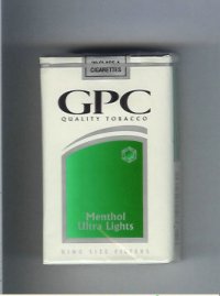 GPC Quality Tabacco Menthol Ultra Lights King Size Filters Cigarettes soft box  GPC Quality Tabacco Menthol Ultra Lights King Size Filters Cigarettes soft box