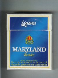 Maryland Legeres Blondes 25s blue and white cigarettes hard box  Maryland Legeres Blondes 25s blue and white cigarettes hard box
