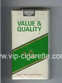Value and Quality Menthol Lights 100s cigarettes soft box