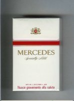 Mercedes Specially Mild white cigarettes hard box