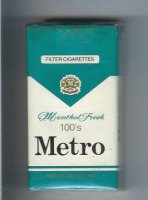 Metro American Blend Menthol Fresh 100s Filter cigarettes soft box