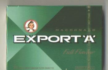 Export \'A\' Macdonald Full Flavor 25s cigarettes wide flat hard box
