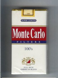 Monte Carlo Filters 100s Full Rich American Blend Cigarettes soft box