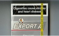 Export 'A' Macdonald 20 cigarettes Extra Light silver wide flat hard box