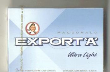 Export \'A\' Macdonald Ultra Light 25s cigarettes wide flat hard box