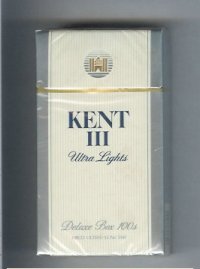Kent III Ultra Lights Deluxe Box 100s Mild Ultra-Low Tar cigarettes hard box