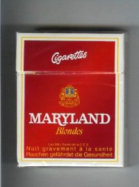 Maryland Blondes 25s red and white cigarettes hard box  Maryland Blondes 25s red and white cigarettes hard box