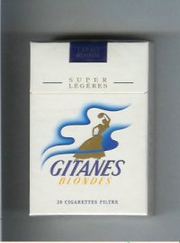 Gitanes Blondes Super Legeres white and blue cigarettes hard box